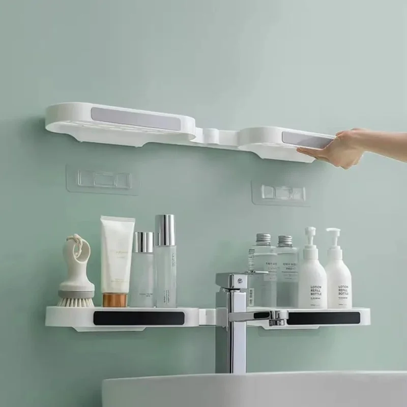  180 Degree Corner Rotating Wall-mounted Bathroom Organizer Storage Rack