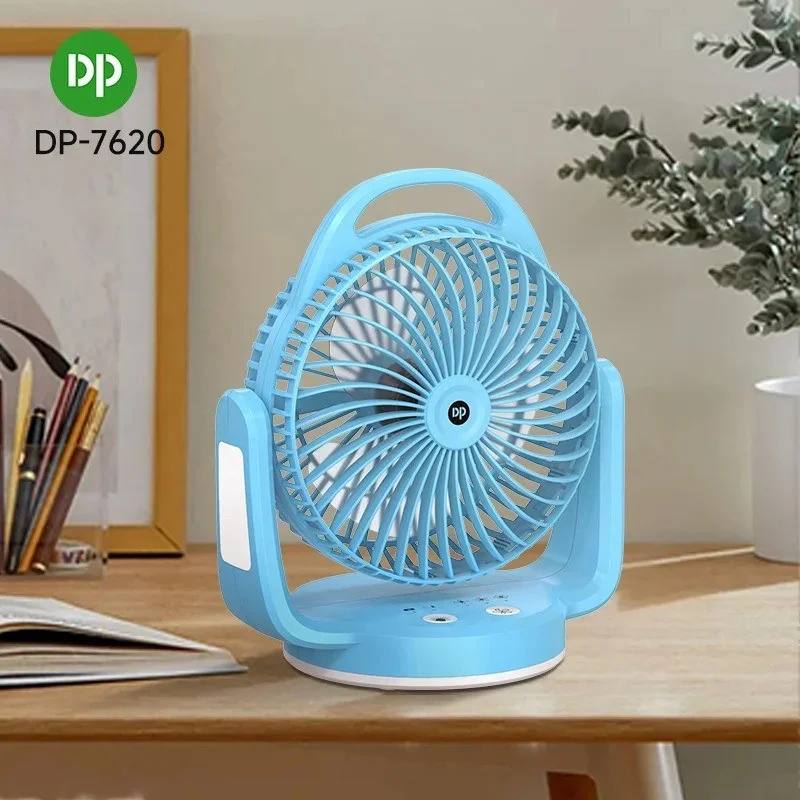  DP-7620 Rechargeable Desktop Fan with Light and Hook
